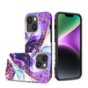 Apple iPhone 14 Case Rugged Drop-proof Marble with Glitter - Purple Marble
