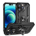 Case for Apple iPhone 15 Pro (6.1") Rubberized Hybrid Protective with Shock Absorption & Built-In Rotatable Ring Stand - Black