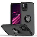 T-Mobile Revvl 6 Pro 5G Case Rugged Drop-proof Frosted with Camera Lens Protector & Ring Holder Stand Kickstand - Black with Black Buttons