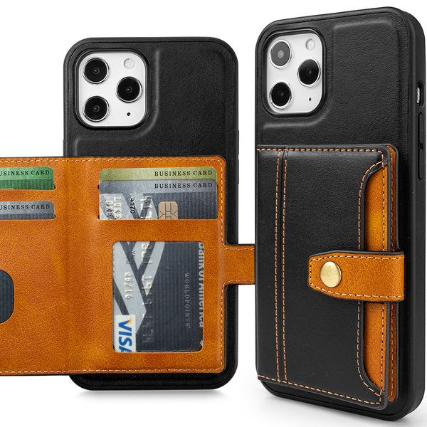 Apple iPhone 14 Pro Case Rugged Drop-proof Wallet Multi-Card 5 Credit Card & ID Slots - Black