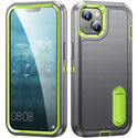 Apple iPhone 14 Case Rugged Drop-proof with Kickstand - Grey / Lime Green