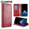 Case for Apple iPhone 14 Pro Max (6.7") The Luxury Gentleman Magnetic Flip Leather Wallet - Red