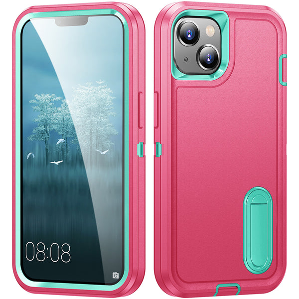 Apple iPhone 14 Case Rugged Drop-proof with Kickstand - Pink / Teal