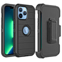 Case for Apple iPhone 15 Pro Max (6.7") Marshall Series PC + TPU Hybrid Dual Protective with Rotatable Holster Combo Clip - Black
