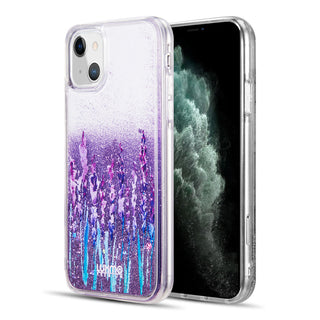 Case for Apple iPhone 14 (6.1") / Apple iPhone 13 (6.1") Luxmo Waterfall Fusion Liquid Sparkling Flowing Sand - Love & Lavender
