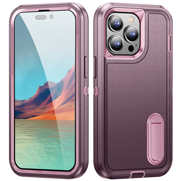 Apple iPhone 14 Pro Case Rugged Drop-proof with Kickstand - Lavender / Rose