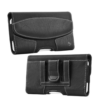 Luxmo Large Size 6.3 inch 6.75 x 3.75 x 0.75 Horizontal Universal Suede Leather Pouch - Black