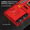 Samsung Galaxy S23 Case Rugged Drop-Proof Military Style with Sliding Camera Protection Cover & Rotatable Ring Holder Stand Kickstand - Red