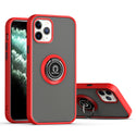 Apple iPhone 13 Pro Max Case Rugged Drop-proof Frosted with Camera Lens Protector & Ring Holder Stand Kickstand - Red with Black Buttons