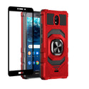Case for Nokia C100 Military Grade Ring Car Mount Kickstand with Tempered Glass Hybrid Hard PC Soft TPU Shockproof Protective - Red