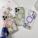 Apple iPhone 14 Pro Case Rugged Drop-Proof Floral Design MagSafe Compatible with Raise Camera Protection - Sage