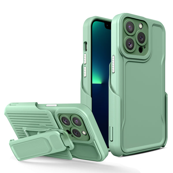 Apple iPhone 14 Pro Max Case Rugged Drop-proof with Clip-On Holster & Camera Opening - Dark Green