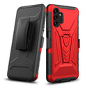 Case for Samsung Galaxy A14 5G with Tempered Glass Screen Protector Heavy Duty Protective Phone Built-In Kickstand Rugged Shockproof Protective Phone - Red