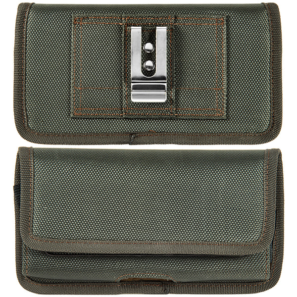 Universal Case Rugged Drop-Proof 7" Inch Nylon Horizontal Pouch with Dual Credit Card Slots - Midnight Green