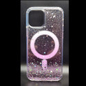 Case for Apple iPhone 13 Pro Max 6.7" Gradient MagSafe Glitter Stars Silver Flakes - Blue Pink