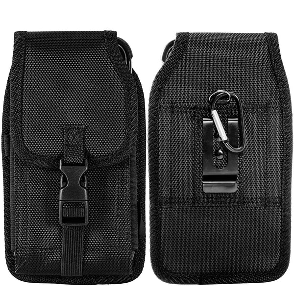 Universal Case Rugged Drop-Proof 6.3" Large Nylon Vertical Pouch with Front Buckle - Black