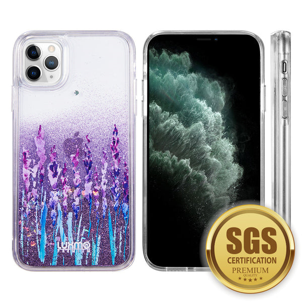 Case for Apple iPhone 14 Pro (6.1") Luxmo Waterfall Fusion Liquid Sparkling Flowing Sand - Love & Lavender
