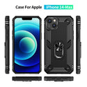 Case for Apple iPhone 15 (6.1") Rubberized Hybrid Protective with Shock Absorption & Built-In Rotatable Ring Stand - Black