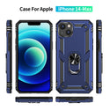 Case for Apple iPhone 15 (6.1") Rubberized Hybrid Protective with Shock Absorption & Built-In Rotatable Ring Stand - Navy