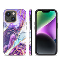 Apple iPhone 14 Plus Case Rugged Drop-Proof Marble with Glitter - Purple Marble