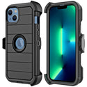 Case for Apple iPhone 15 (6.1") Marshall Series PC + TPU Hybrid Dual Protective with Rotatable Holster Combo Clip - Black