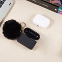 Apple Airpods Pro 2 Case Rugged Drop-Proof Thick Silicone TPU with Furball Ornament Key Chain & Strap - Black