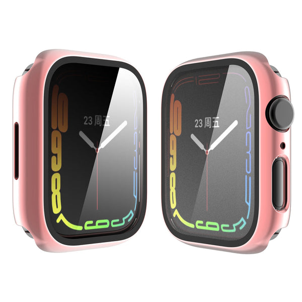 Case for Apple Watch Series 7 45mm Tempered Glass Shockproof Full Cover - Pink