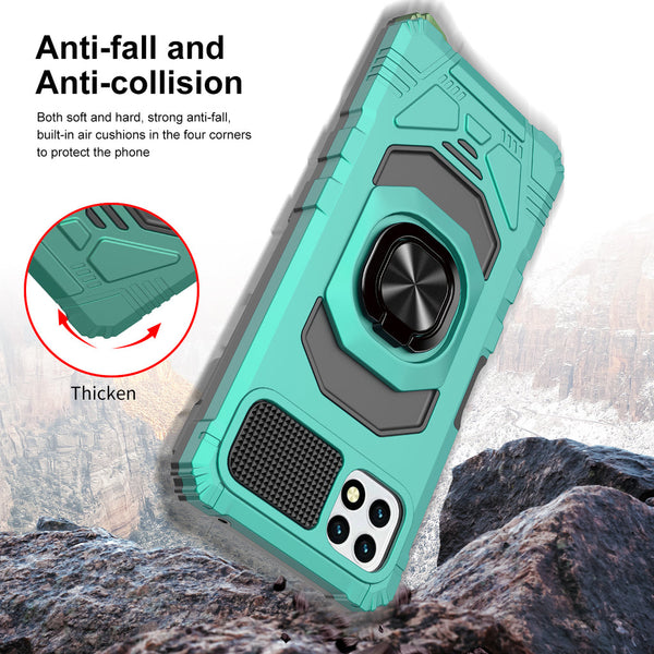Case for Boost Celero 5G Plus with Tempered Glass Screen Protector Hybrid Ring Shockproof Hard Phone Cover - Teal
