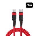Universal 60W Pd Type-C To Type-C 3 Feet Super Fast Charging Data Cable with Retail Packaging - Red