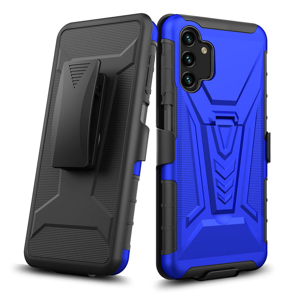 Case for Samsung Galaxy A14 5G with Tempered Glass Screen Protector Heavy Duty Protective Phone Built-In Kickstand Rugged Shockproof Protective Phone - Blue