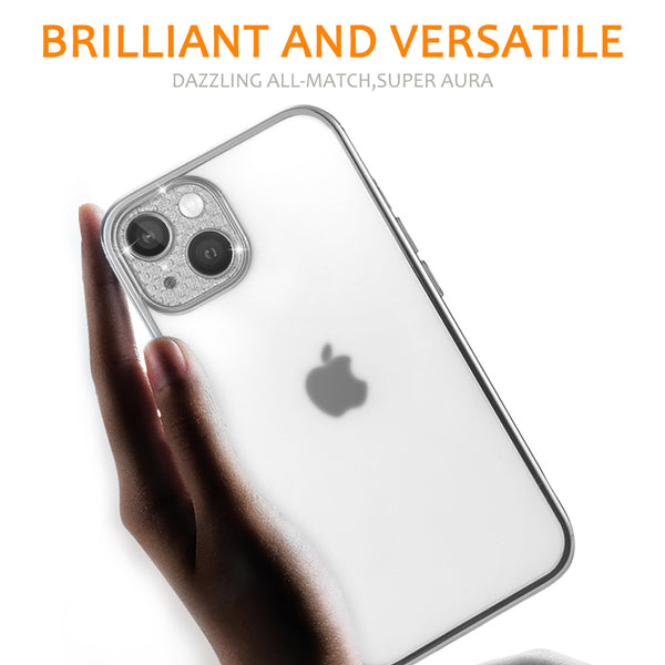 Apple iPhone 14 Plus Case Rugged Drop-Proof Transparent Clear Diamond Design with Raised Camera Lens Protection - Silver