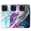 Apple iPhone 14 Pro Case Rugged Drop-Proof Marble with Glitter - Black Blue Marble