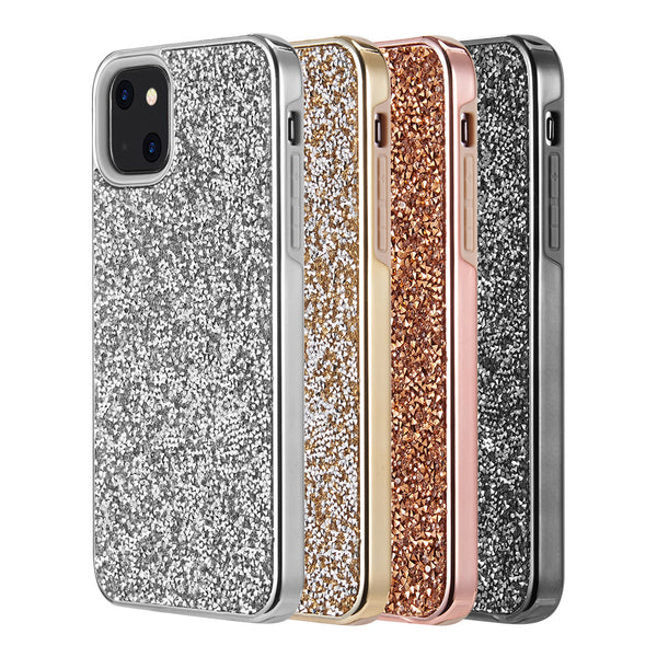 Apple iPhone 14 Case Rugged Drop-Proof Diamond Platinum Bumper with Electroplated Frame - Gold