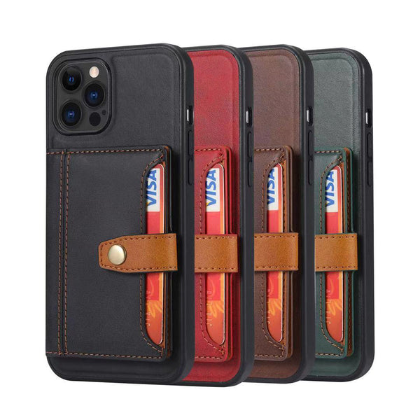 Apple iPhone 14 Pro Case Rugged Drop-Proof Wallet Multi-Card 5 Credit Card & ID Slots - Brown
