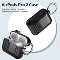 Apple Airpods Pro 2022 Case Rugged Drop-Proof Heavy Duty with Extra Impact Absorption Corners Protection & Carabiner - Black