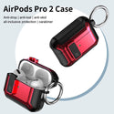 Apple Airpods Pro 2022 Case Rugged Drop-Proof Heavy Duty with Extra Impact Absorption Corners Protection & Carabiner - Fierce Red