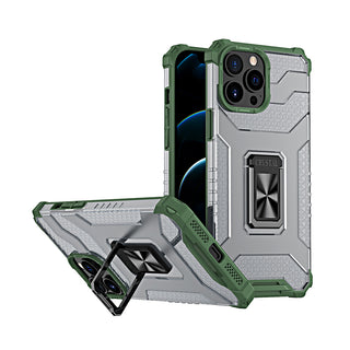 Apple iPhone 13 Pro Max Case Rugged Drop-proof Clear with Corners & Camera Cutout Protection & Magnectic Kickstand - Army Green
