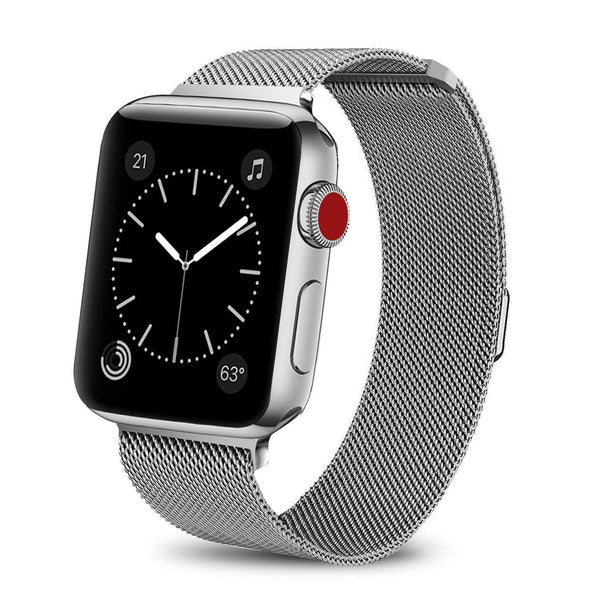 Case for Apple Watch Series 3 2 1 Stainless Steel Mesh Milanese Loop Compatible Case for Apple Watch Band with 42mm Adjustable Magnetic Closure Replacement Wristband Apple Watch Band - Silver