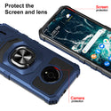 Case for Nokia C200 Military Grade Ring Car Mount Kickstand with Tempered Glass Hybrid Hard PC Soft TPU Shockproof Protective - Blue