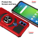 Case for Cricket Innovate E 5G Military Grade Ring Car Mount Kickstand with Tempered Glass Hybrid Hard PC Soft TPU Shockproof Protective - Red