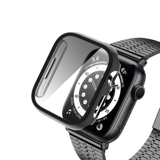 Case for Apple Watch Series 7 45mm Tempered Glass Shockproof Full Cover - Black