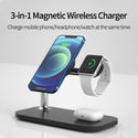 Premium Multipurpose Magnetic MagSafe Compatible 3-In-1 Wireless Charger with Cooling Holes for Heat Dissipation - White
