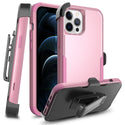 Apple iPhone 13 Pro Max Case Rugged Drop-proof Heavy Duty TPU with Extra Impact Absorption Corner Protection & Rotatable Holster Clip - Pink / Pink