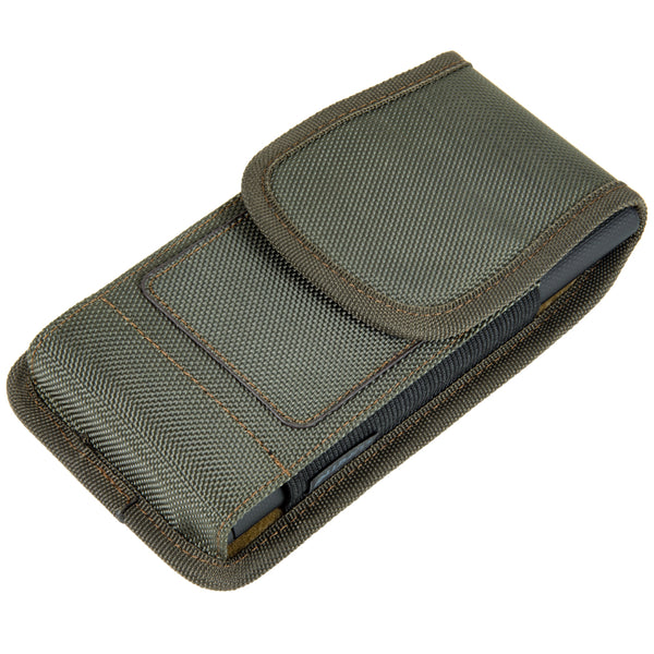 Luxmo Large Size 6.3 Inch 6.75 x 3.75 x 0.75 Vertical Universal Nylon Pouch With Dual Card Slots - Midnight Green