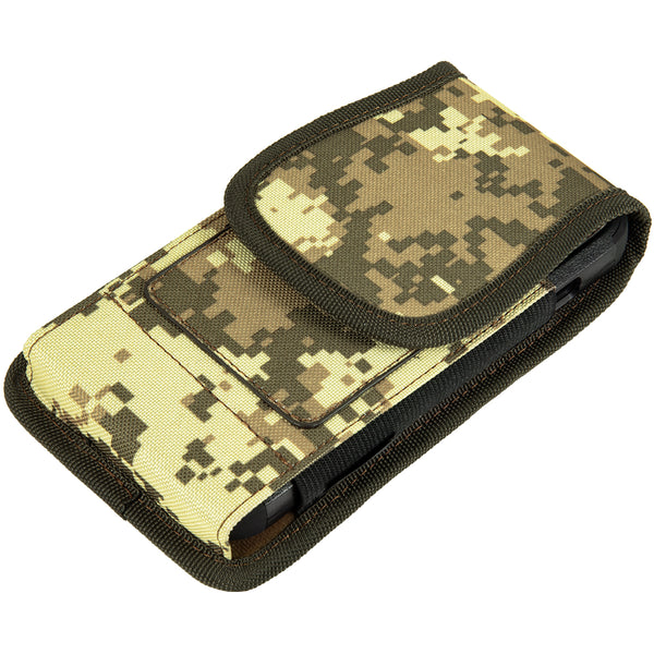 Luxmo Large Size 6.3 Inch 6.75 x 3.75 x 0.75 Vertical Universal Nylon Pouch With Dual Card Slots - Digital Camo
