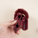 Apple Airpods Pro 2 Case Rugged Drop-Proof Thick Silicone TPU with Furball Ornament Key Chain & Strap - Burgundy