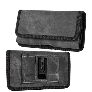 Universal Case Rugged Drop-proof Horizontal Pouch with Dual Credit Card Slots - Dark Denim Fabric