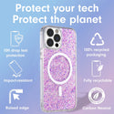 Apple iPhone 14 Pro Max Case Rugged Drop-Proof UV Coated Full Glitter MagSafe Compatible - Lavender