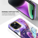 Apple iPhone 14 Pro Case Rugged Drop-Proof Marble with Glitter - Purple Marble