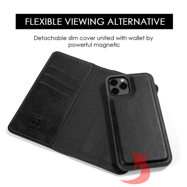 Case for Apple iPhone 14 Pro Max (6.7") The Luxury Gentleman Magnetic Flip Leather Wallet - Black